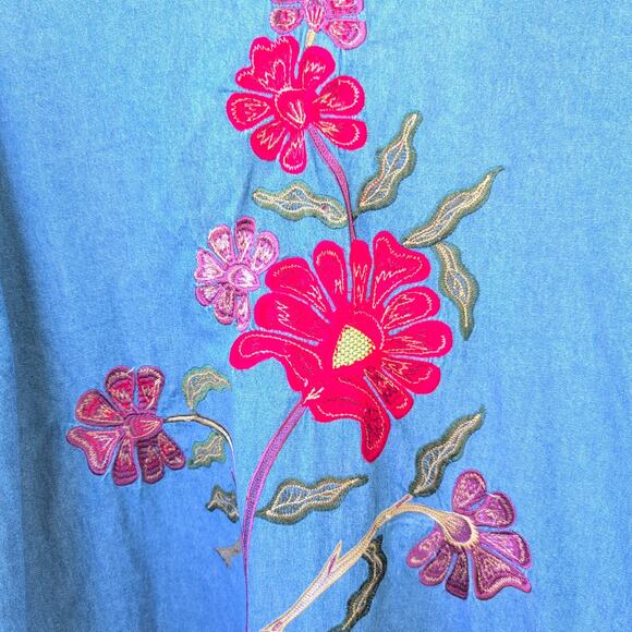 Vintage Embroidered Southwest Blanket Stripe Dopamine CottageCore ButtonDown 3X - Picture 7 of 11